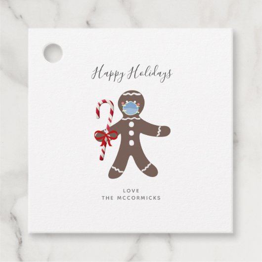 Covid Christmas Funny Face Maske Gingerbread Mann Geschenkanhänger (Vorderseite)