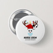 Covid Christmas Nurse Crew Rentier Personalisiert Button (Vorne & Hinten)