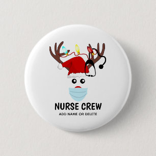 Covid Christmas Nurse Crew Rentier Personalisiert Button