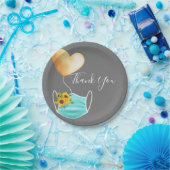 Covid Face Mask & Blume Vielen Dank Pappteller (Party)