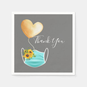 Covid Face Mask & Blume Vielen Dank Serviette