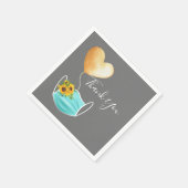 Covid Face Mask & Blume Vielen Dank Serviette (Ecke)
