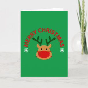 covid frohe weihnachten gesichtsmaske rentier einladung
