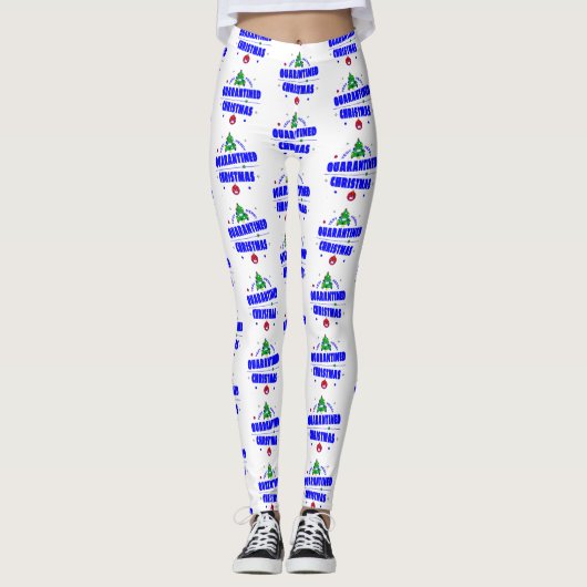 covid fröhliche Weihnachtsbaumsperre Leggings (Vorderseite)