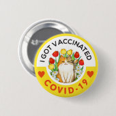 Covid-geimpfter niedlicher Katzenknopf Button (Vorne & Hinten)