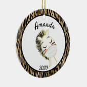 Covid Gold Zebra Wearing Face Maske 2020 Keramik Ornament (Rechts)