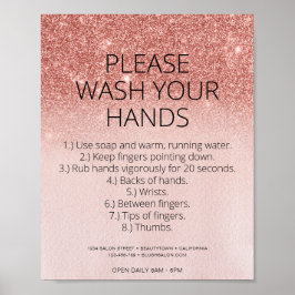 Covid Health Safety Rose Gold Glitzer Friseur Salo Poster