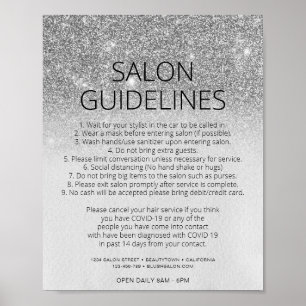 Covid Health Safety Silver Glitzer Frisör Glam Poster