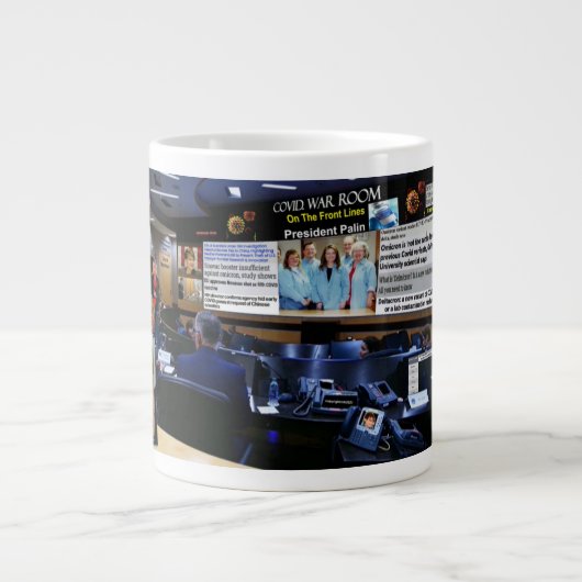 Covid. Kriegszimmer Jumbo-Tasse (Vorderseite)