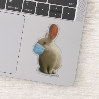 COVID Mask Bunny Sticker (Klar)