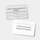 COVID Natural Immunity Passport ID's Abzeichen Car Ausweis (Vorder- & Rückseite)