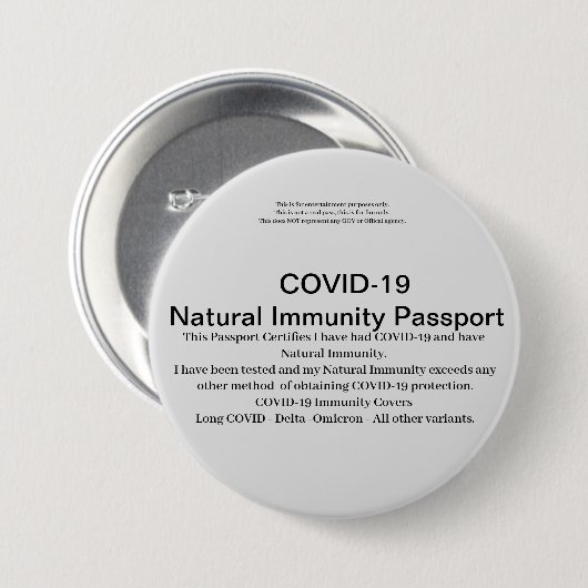 COVID Natural Immunity Passport ID's Abzeichen Car Button (Vorne & Hinten)