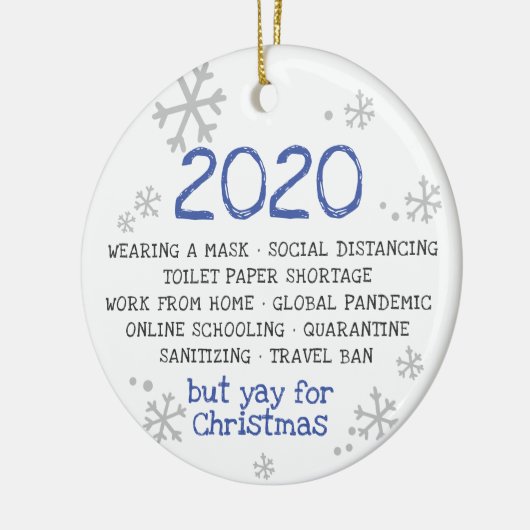 COVID Pandemic Isolation Mask Wearing 2020 Keramik Ornament (Links)