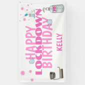 Covid Personalisiert Lockdown Pink Birthday Banner (Vertikal)