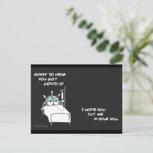 COVID Postcard #2 in einer Serie von Dan Youra Postkarte (Stehend Vorderseite)