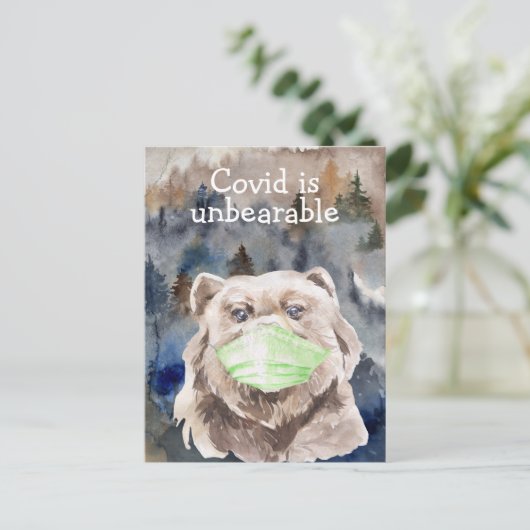 Covid Quarantine Pandemic Bär Postkarte (Stehend Vorderseite)