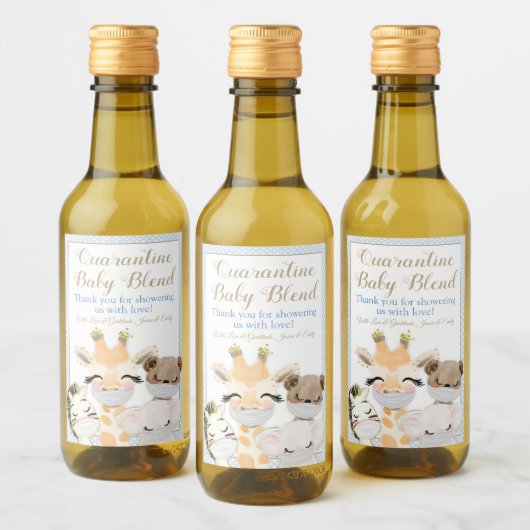 Covid Safari Animals Baby Mini Wein Flaschen Etike Weinetikett (Flaschen)