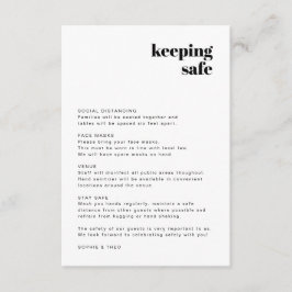 Covid Safety Guidelines | Moderne Retro-Hochzeit Begleitkarte