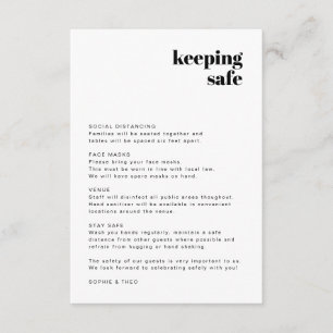 Covid Safety Guidelines   Moderne Retro-Hochzeit Begleitkarte