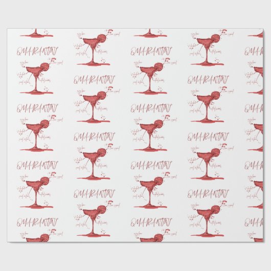 Covid Social Distancing Fun Quarantini Martini Geschenkpapier (Flach)