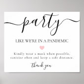 Covid Social Distroning Wedding Reception Zeichen Poster (Vorne)