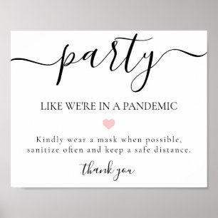 Covid Social Distroning Wedding Reception Zeichen Poster