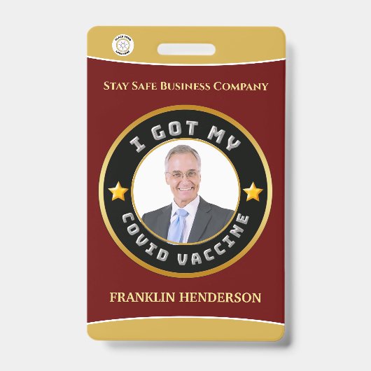 Covid-Vaccated Custom-Abzeichen für Mitarbeiter-Fo Ausweis (Vorderseite)
