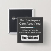 COVID Vacced Workplace Dark Background Button (Vorne & Hinten)