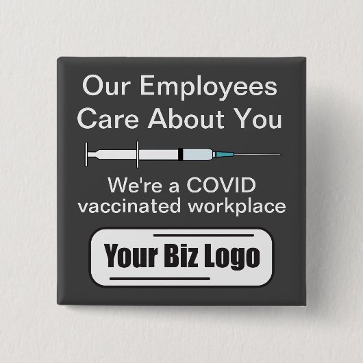 COVID Vacced Workplace Dark Background Button (Vorderseite)