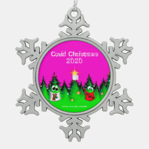 Covid-Weihnachten 2020 lustige maskierte Weihnacht Schneeflocken Zinn-Ornament