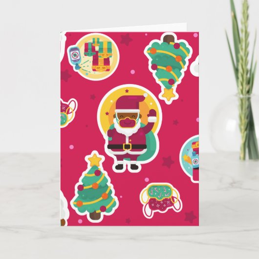Covider Gesichtsmaske schwarzer Santa Einladung (Vorderseite)