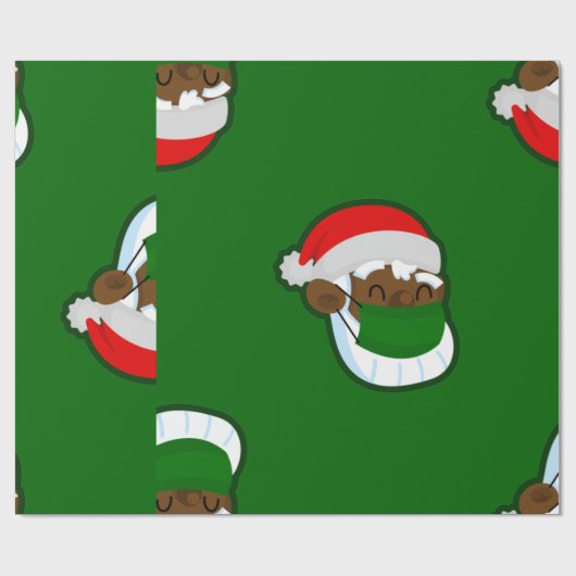 covider Weihnachtsmaske mit schwarzem Santa Geschenkpapier (Flach)