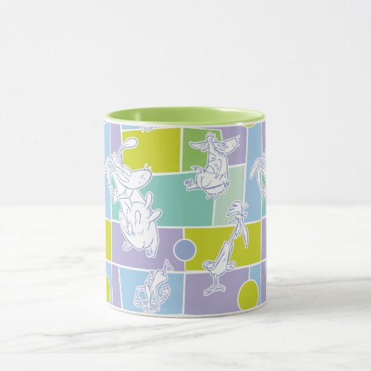 Cow and Chicken Color Block Pattern Tasse (Zentrum)