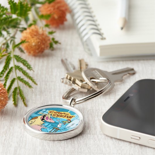 Cow and Chicken Smiling Graphic Schlüsselanhänger (Seite)