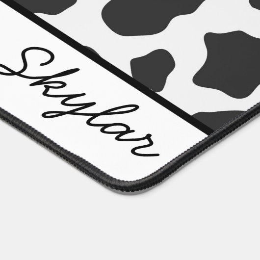 Cow Animal Print Custom Curry Name Schreibtischunterlage (Ecke)