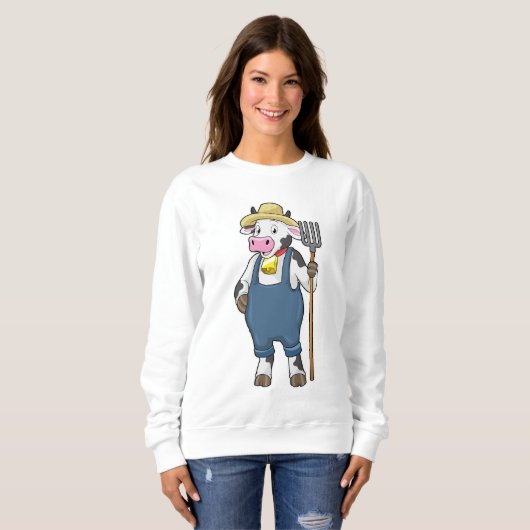 Cow as Farmer with Pitchfork Sweatshirt (Vorne ganz)