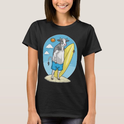 Cow Beach Surfboard Summer T-Shirt (Vorderseite)