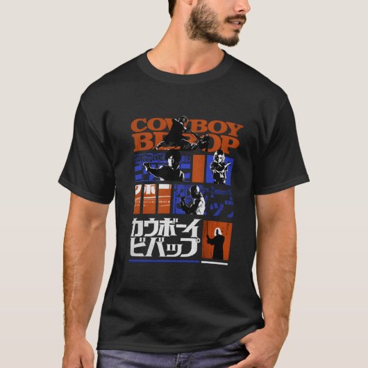 Cow Bebop Kanji Comic Strips T-Shirt (Vorderseite)