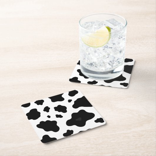 Cow Black White Spots Fur Rechteckiger Pappuntersetzer (Vor Ort)