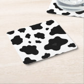 Cow Black White Spots Fur Rechteckiger Pappuntersetzer (angewinkelt)