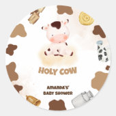 Cow Boho Babydusche Runder Aufkleber (Vorderseite)