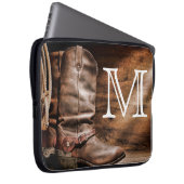 Cow Boy Boots Spur Countr Monogram 15" Laptop Case (Vorne Rechts)