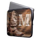 Cow Boy Boots Spur Countr Monogram 15" Laptop Case (Vorderseite Links)