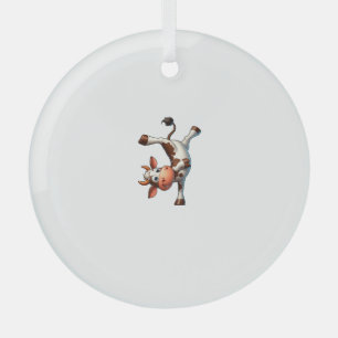 Cow Bull Ox Handstand Gedreht Workout-Fitness Ornament Aus Glas