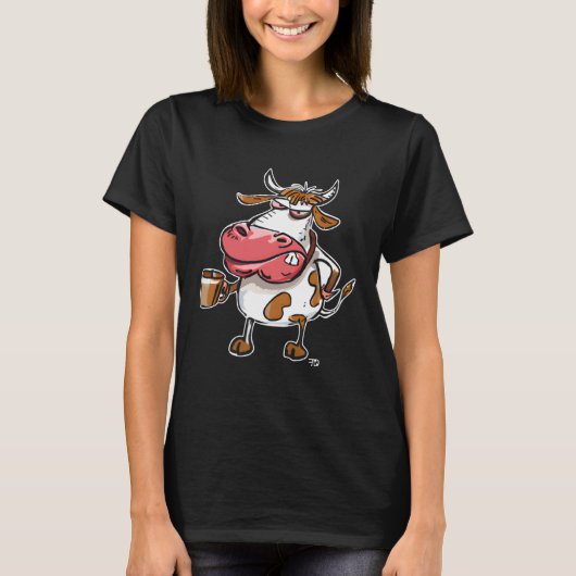 Cow Bull With Coffee Cup T-Shirt (Vorderseite)