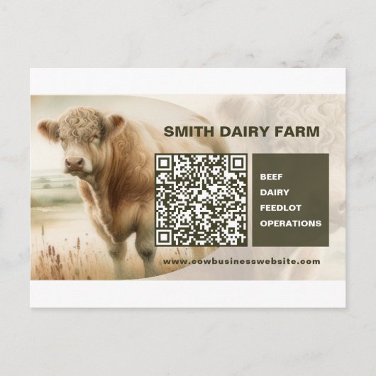 Cow Business QR Code Postkarte (Vorderseite)