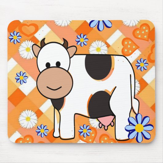 Cow Chevron Blue Flowers Mouse Pad! Mouse Pad Mousepad (Vorne)