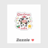 Cow Christmas Cutie Cows Christmas T-Shirt (6) Aufkleber (Blatt)