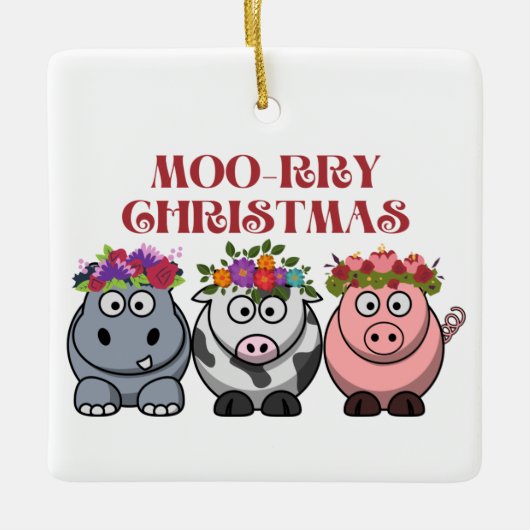 COW CHRISTMAS MERRY CHRISTMAS XMAS KERAMIKORNAMENT (Vorderseite)
