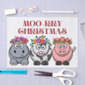 COW CHRISTMAS MERRY CHRISTMAS XMAS SEIDENPAPIER (Handwerk)